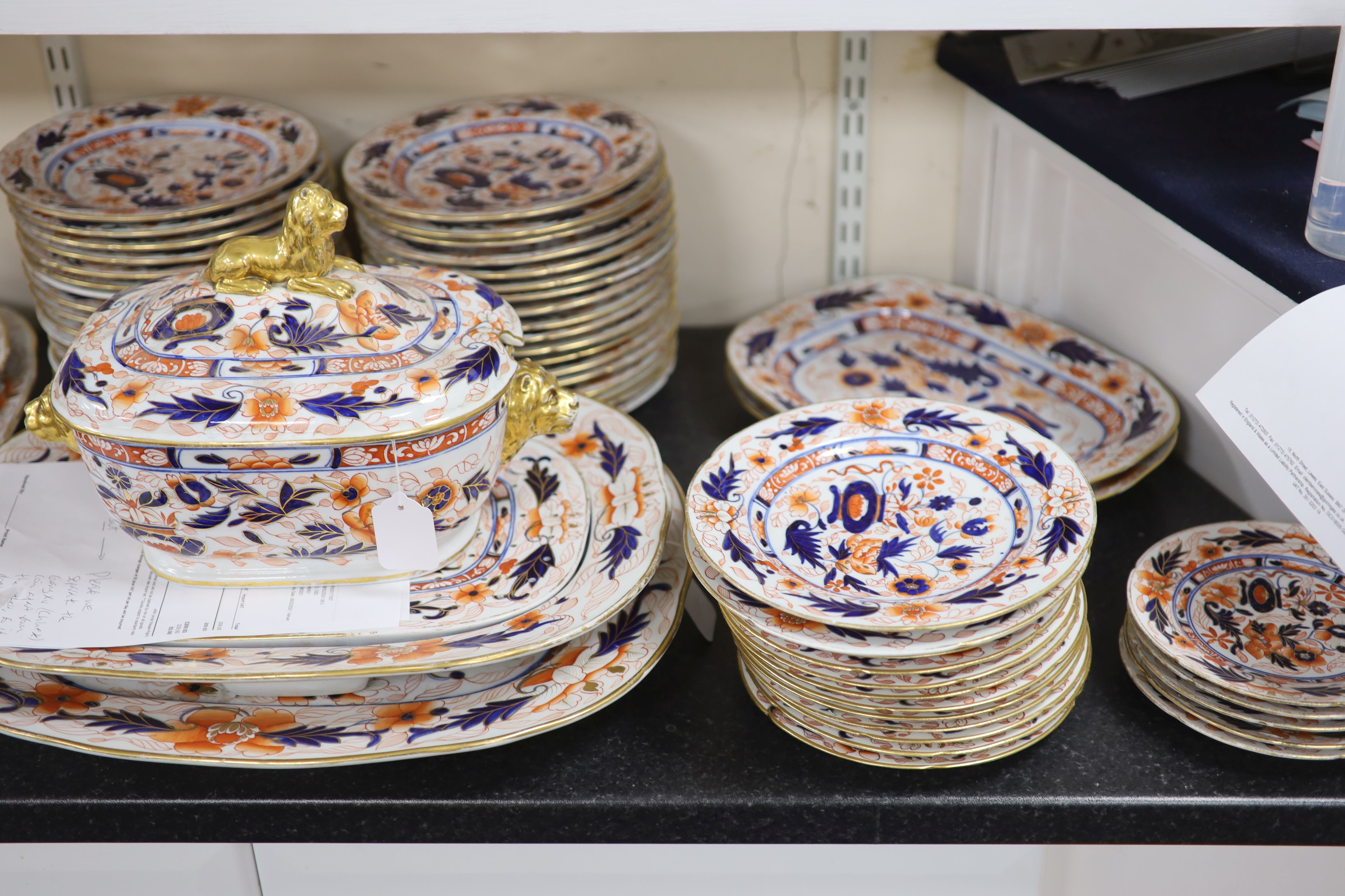 An extensive Coalport Imari pattern dinner service, c.1820,